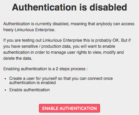 Enabling authentication, step 2
