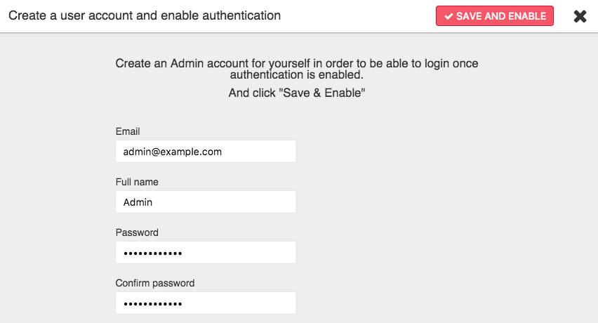 Enabling authentication, step 3