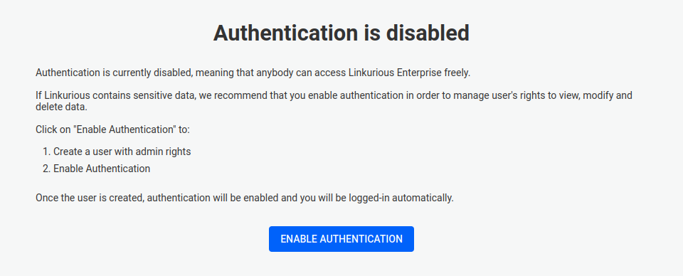 Enabling authentication, step 2