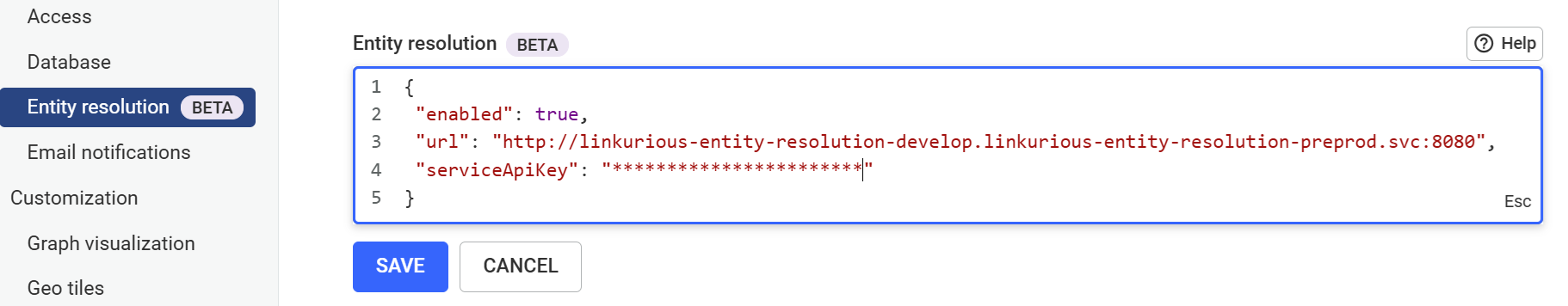 example of entity resolution configuration