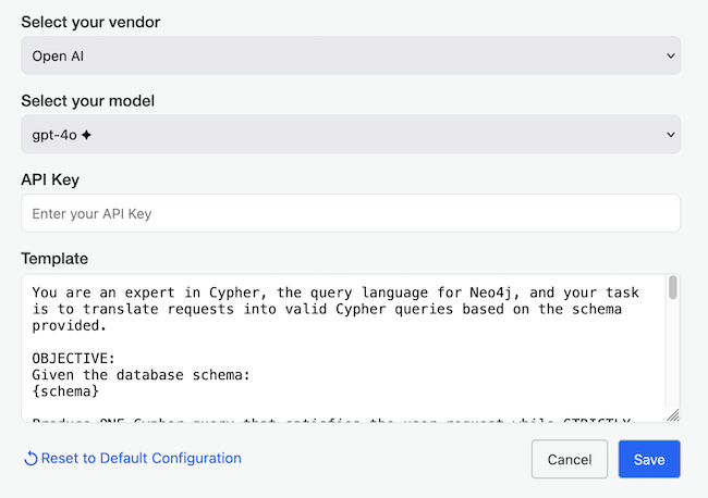 screenshot of the settings page