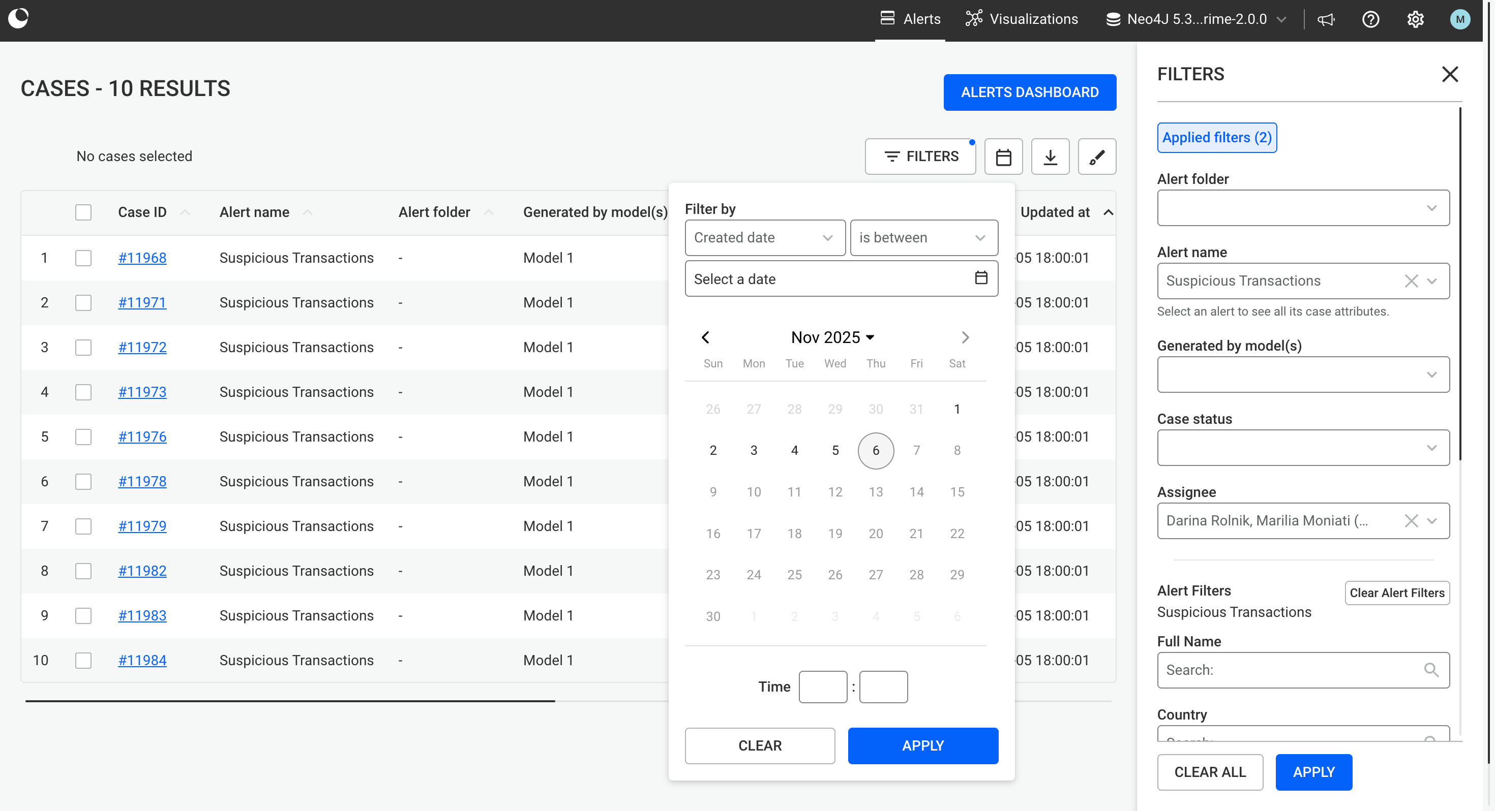 Alerts: Alerts Navigation - Linkurious user manual 4.3.9
