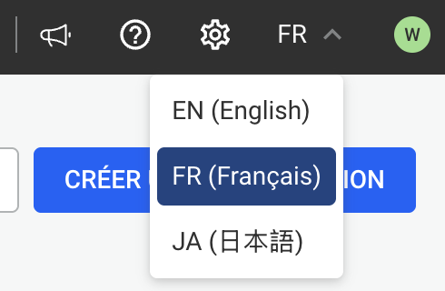 language dropdown